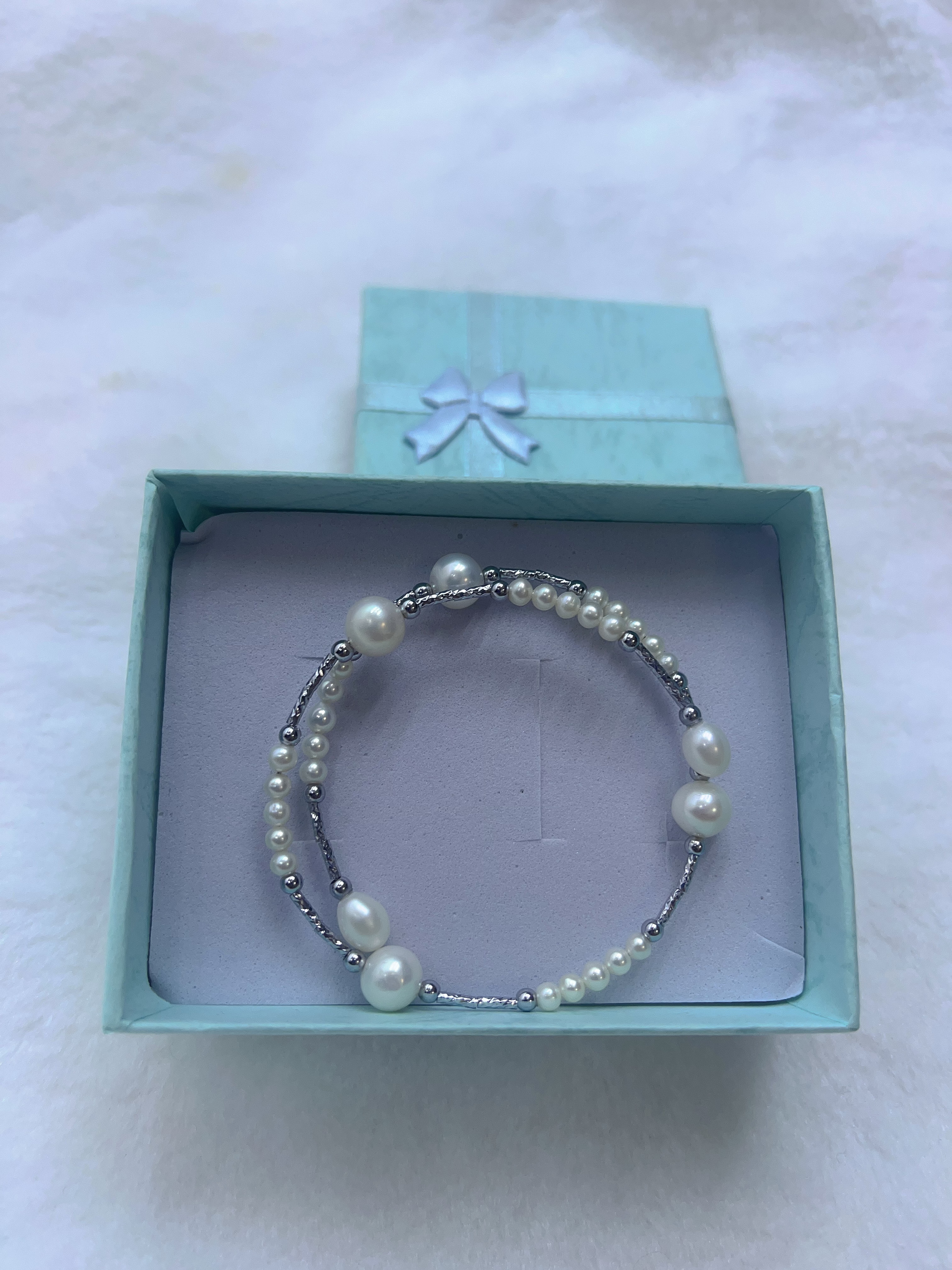 设计款《森珠叠韵》天然真珍珠假一罚三双层叠戴手工银色小众高级感