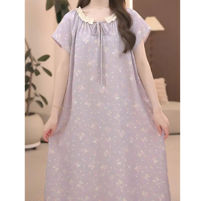 睡衣女款爆款2025新款睡裙香芋紫韩式ins碎花气质家居服夏季显瘦