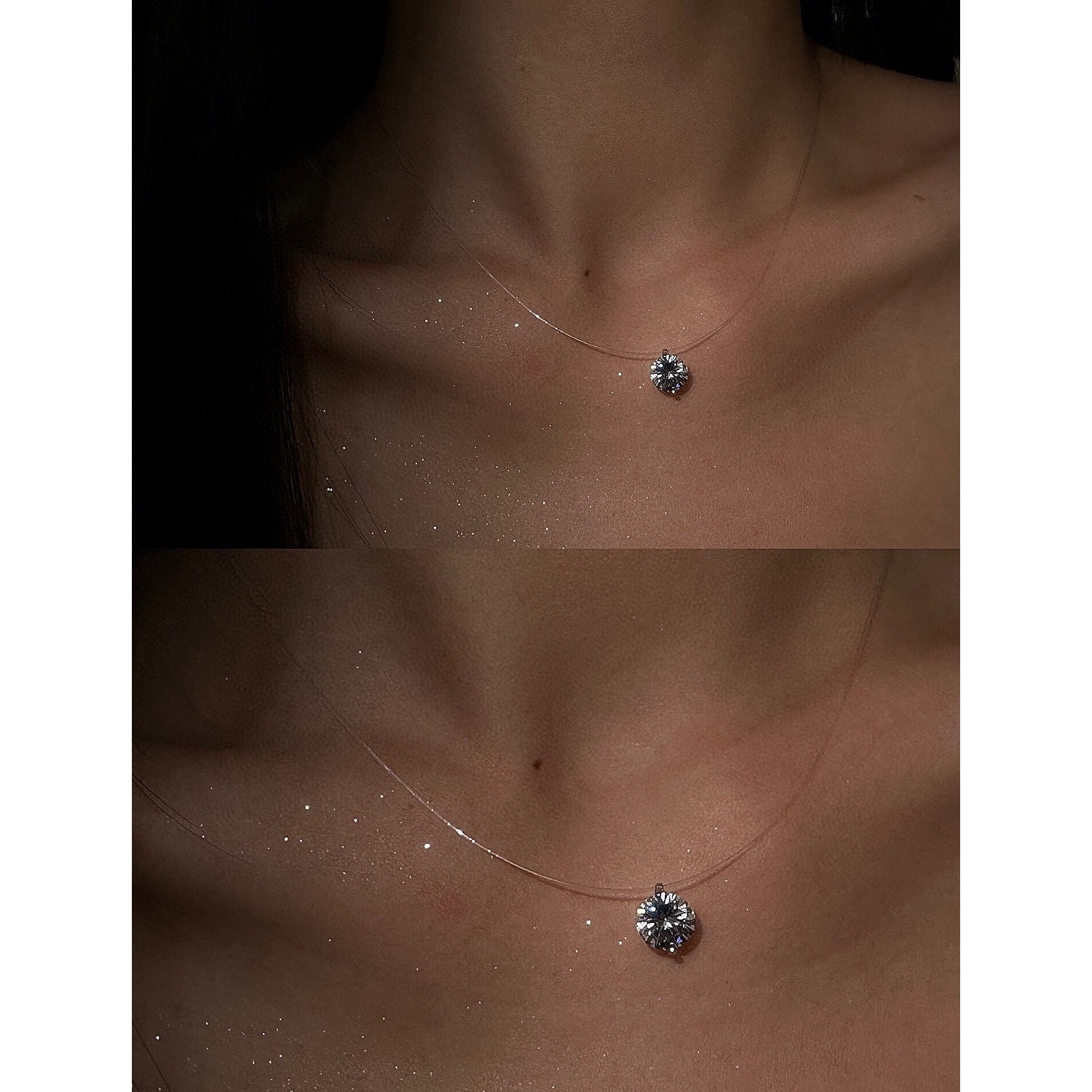 QANNA【满钻人鱼泪】【50分主钻】轻奢璀璨星河时尚钻石吊坠锁骨链AY