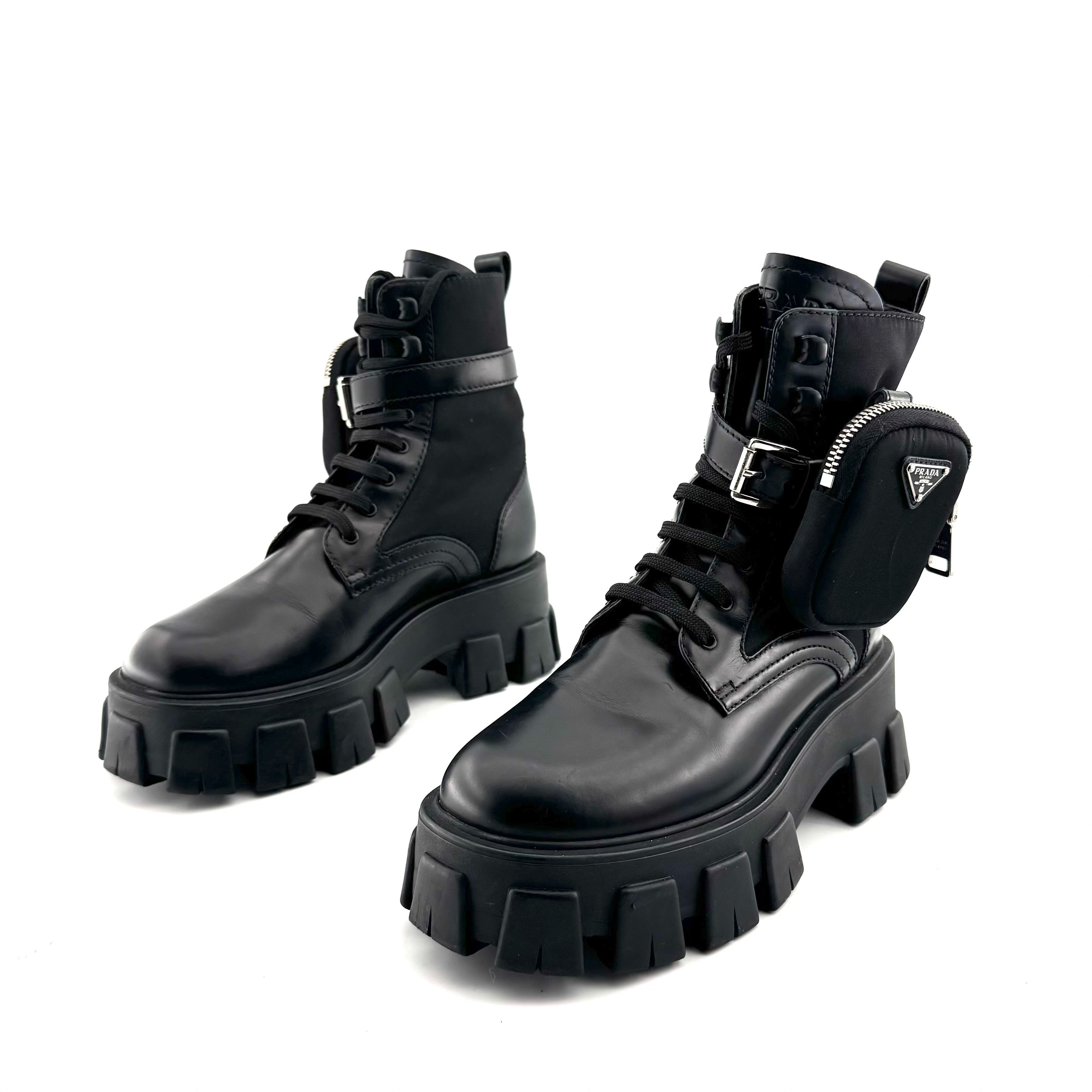 99新 Prada/普拉达 36码 黑色运动鞋 D2971