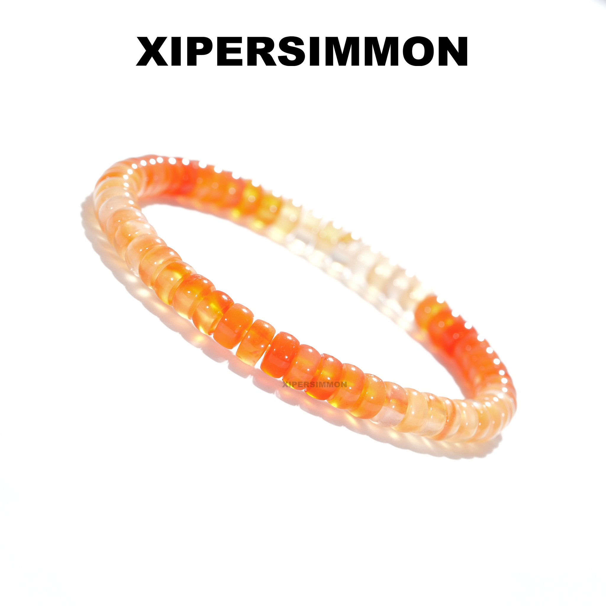 6mm天然玛瑙手串橙渐变手串精工直切盘玩文玩叠戴百搭高品设计款