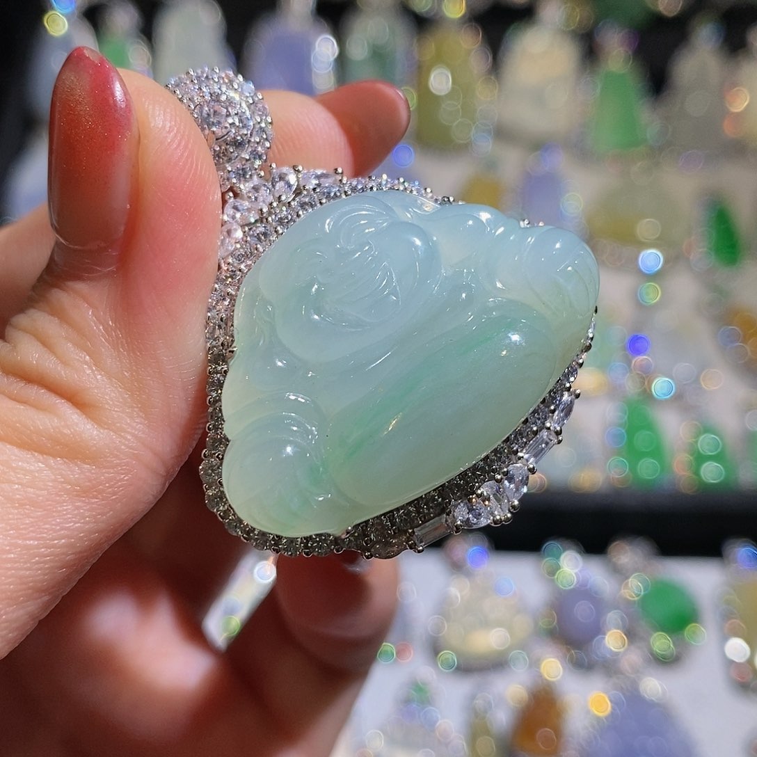 翡翠银S925镶嵌颈饰天然翡翠