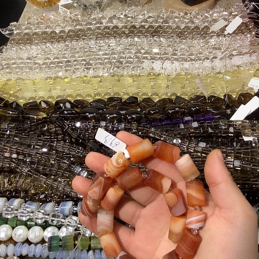 玛瑙/玉髓散珠蚕丝玛瑙桶珠