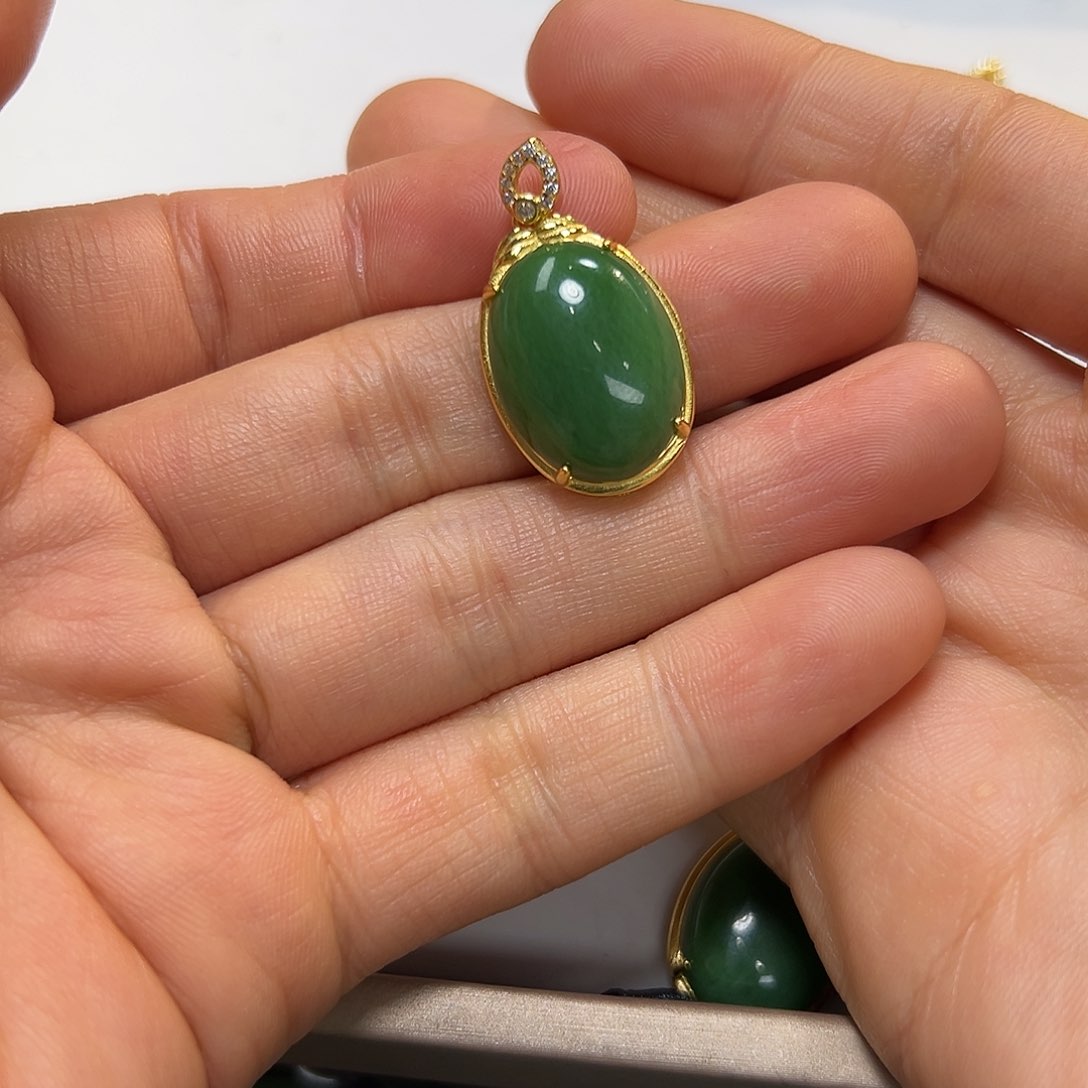 和田玉银S925镶嵌颈饰颜色多样性发货拍一发一尘**定