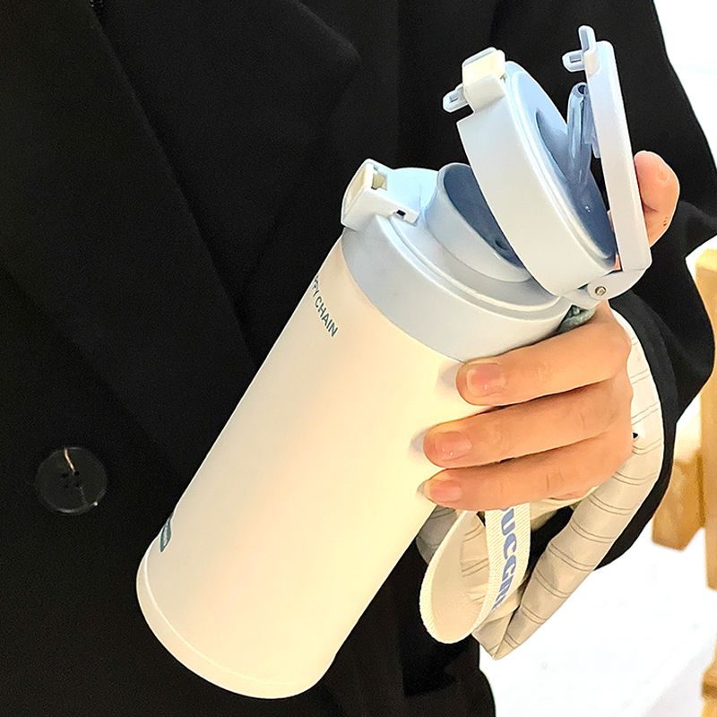 双饮儿童ins保温杯不锈钢男女杯子大容量便携高颜值学生水杯车载