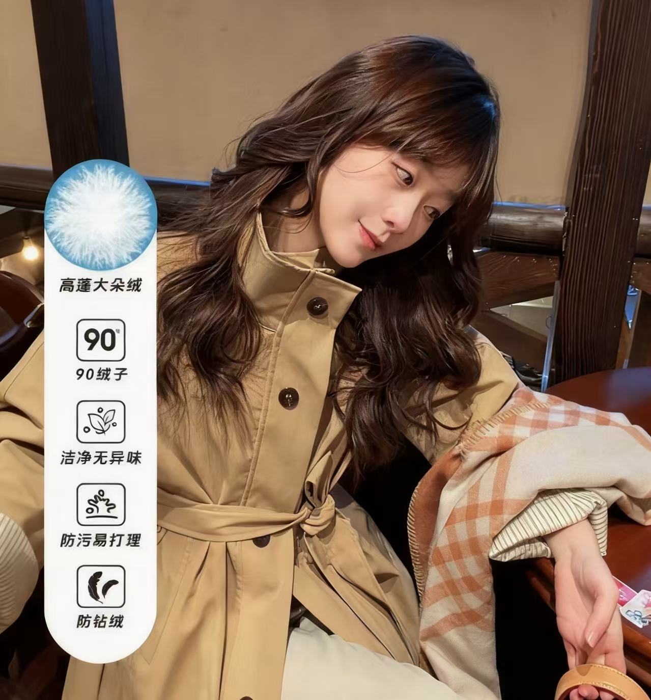 [90白鸭绒] fy28韩版休闲百搭小个子设计感风衣女装