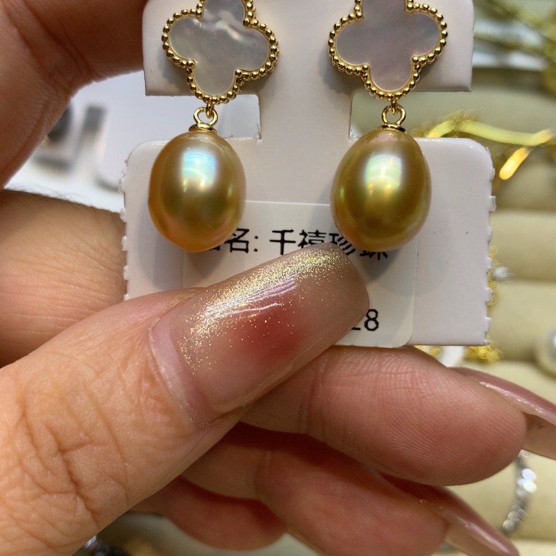 银S925镶嵌耳饰海水珍珠