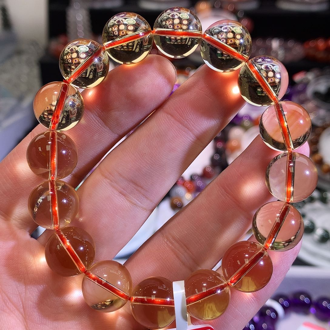 手链水晶未镶嵌巴以暴力黄黄水晶13+