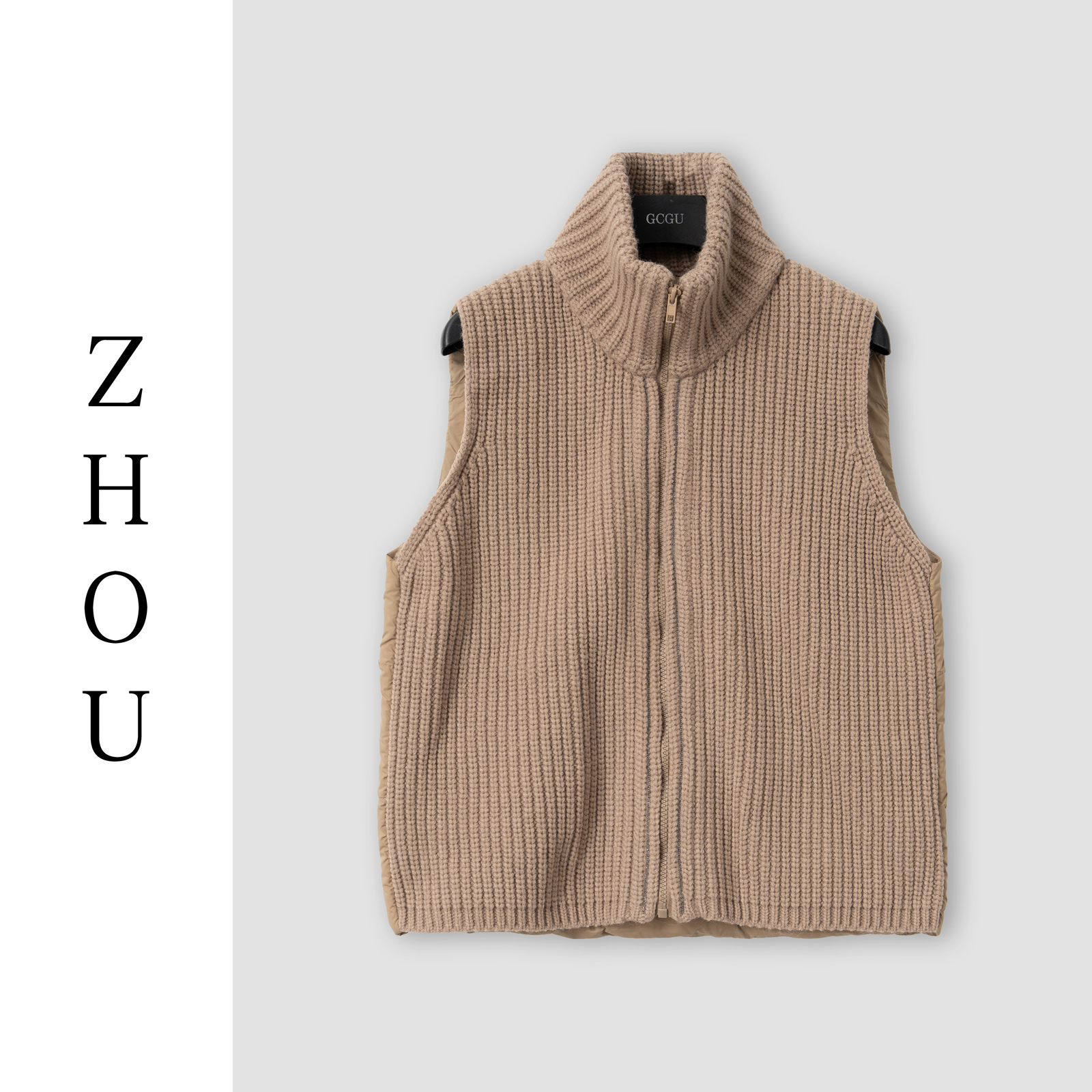 （周哥甄选）卡其色羽绒服马甲-32688