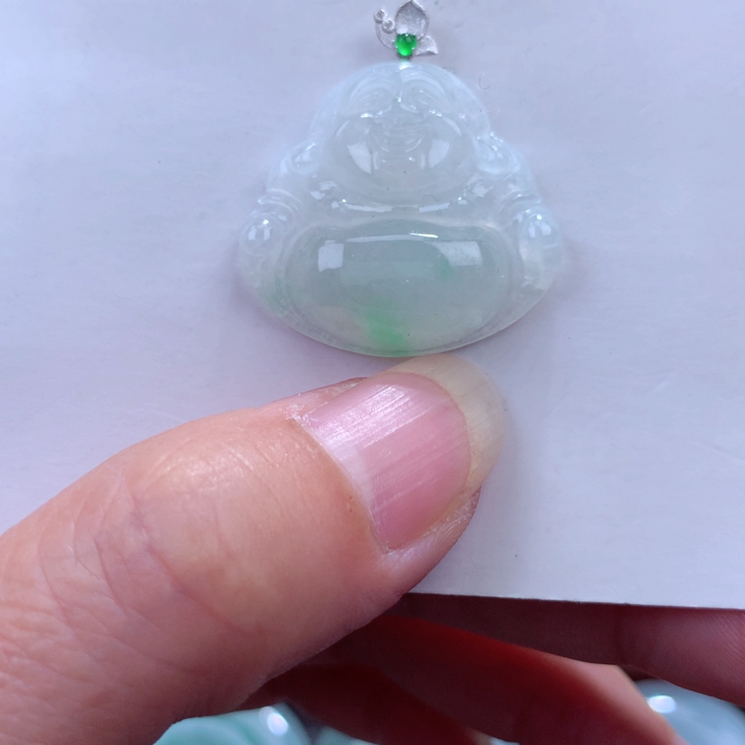 翡翠吊坠(不含链)18K金镶嵌
