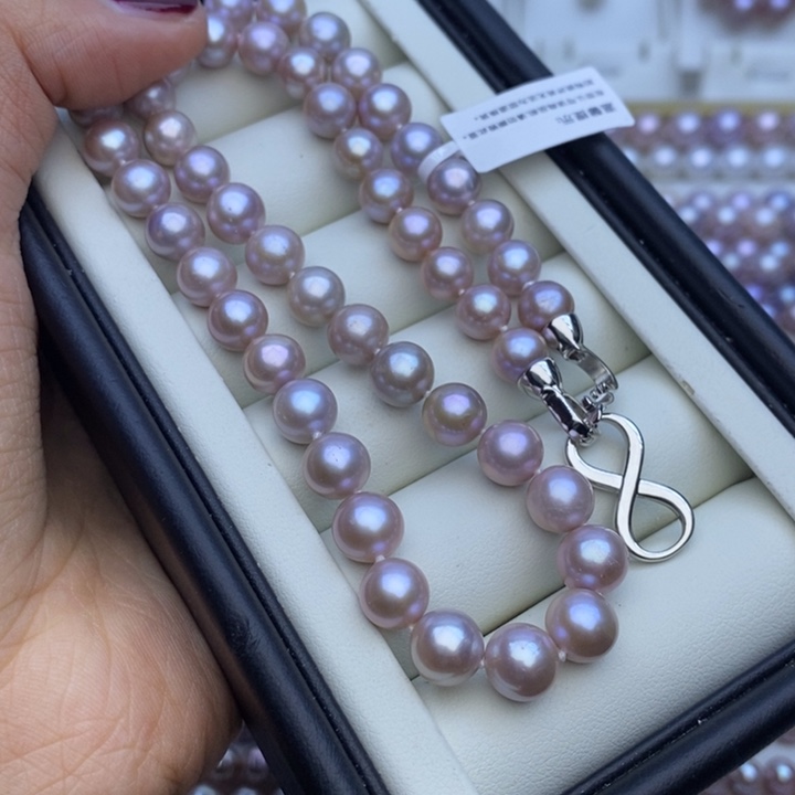 淡水珍珠颈饰未镶嵌无核8-8.5mm灰紫