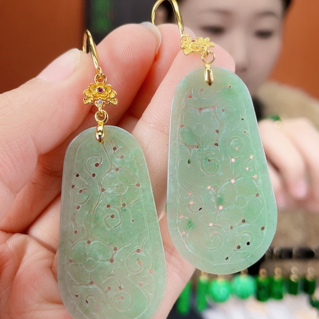 翡翠未镶嵌耳饰饰品