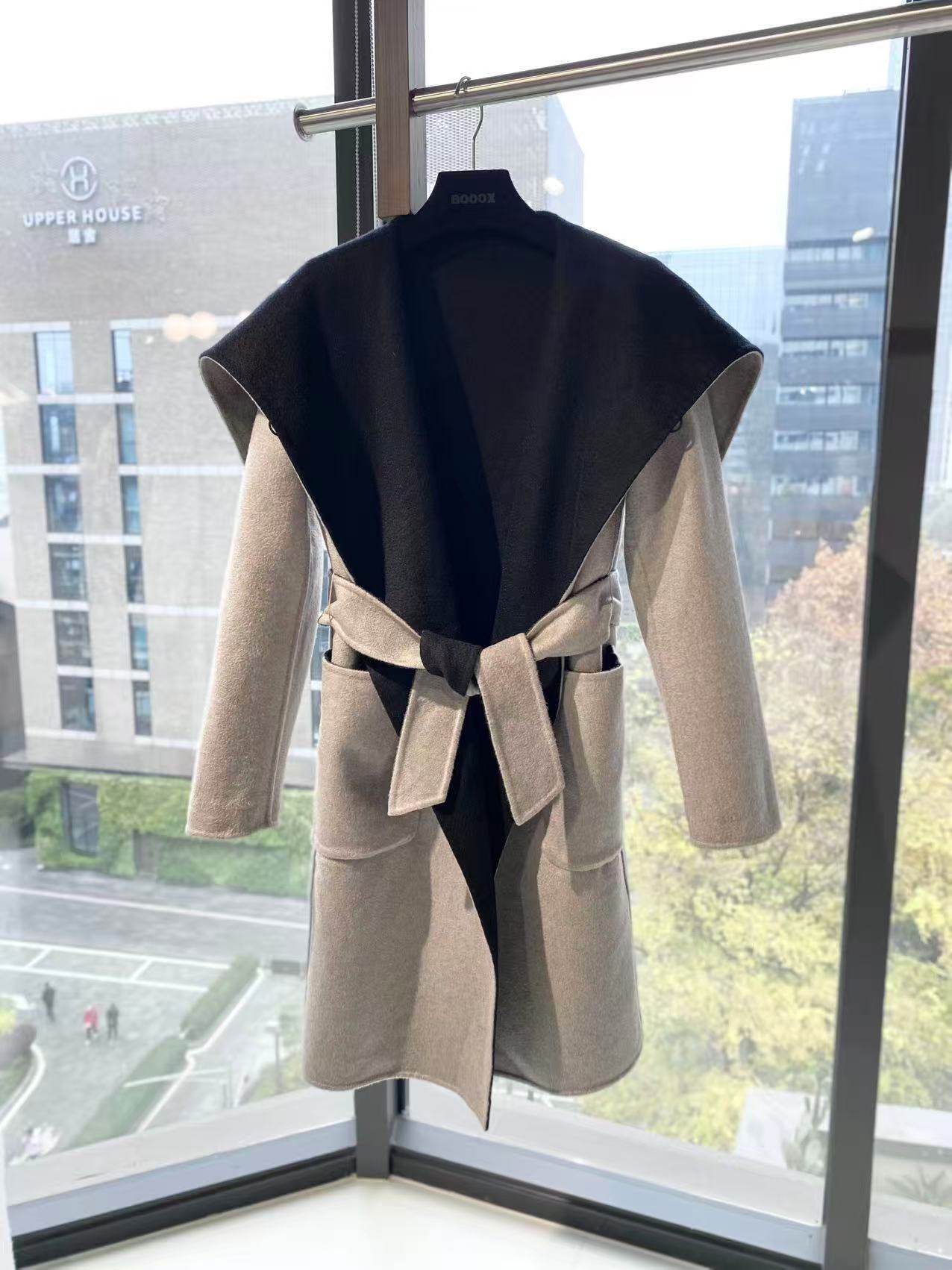 99新 MaxMara qq1066 羊绒 双面穿羊绒大衣 34码