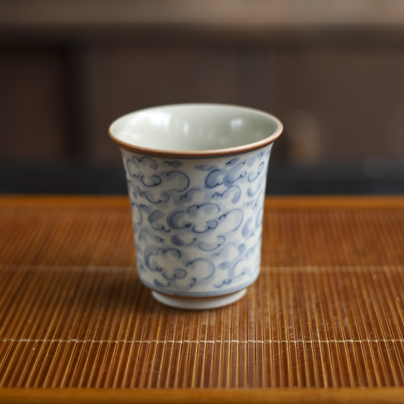 【小田甄陶】祥云-朴云堂-带足撇口杯-100ML（朴杯0396）
