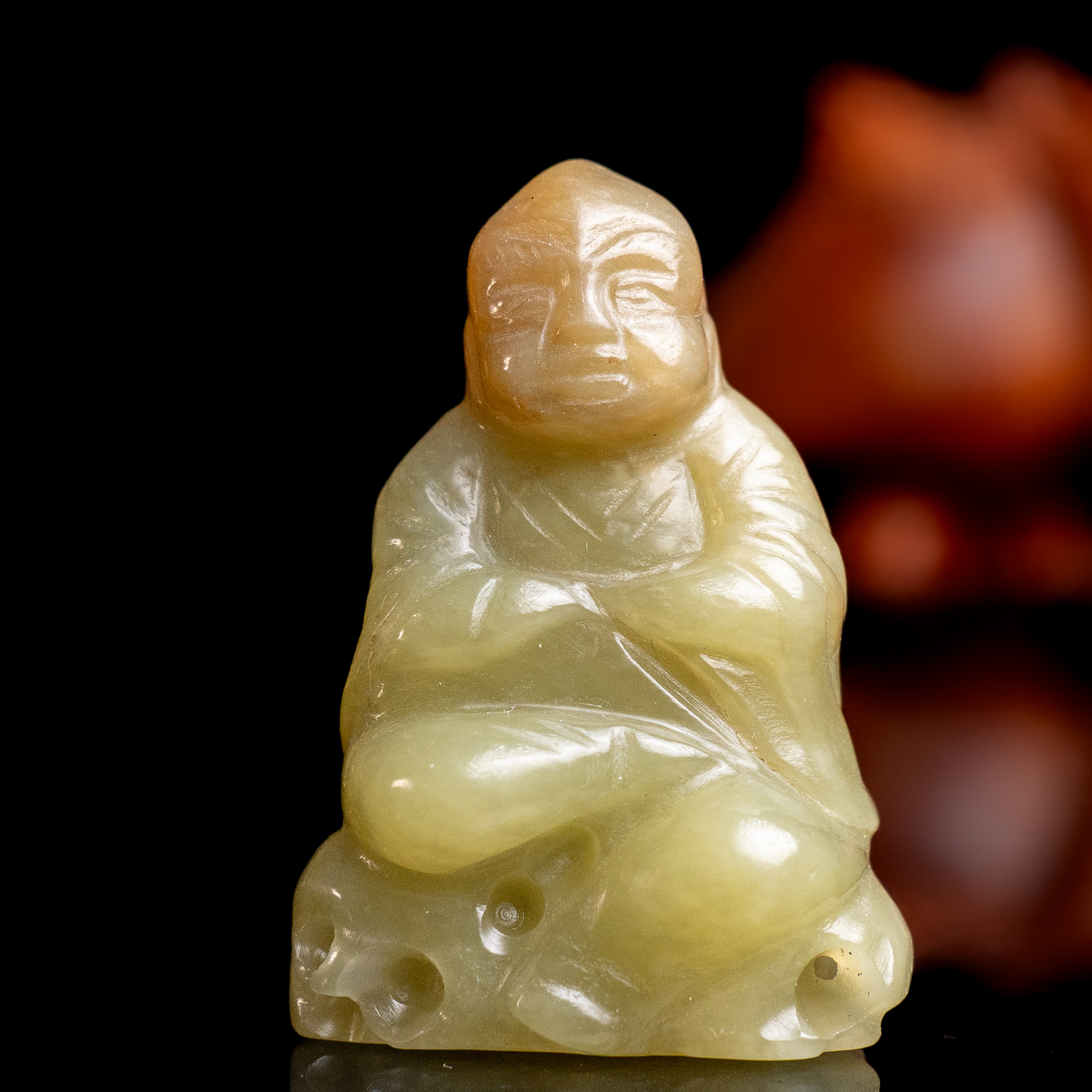 清代和田玉刘海人物花件-NX