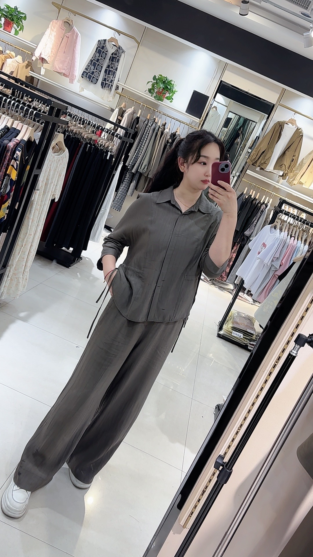 韩版时尚气质收腰显瘦衬衫高腰半身裙两件套装女