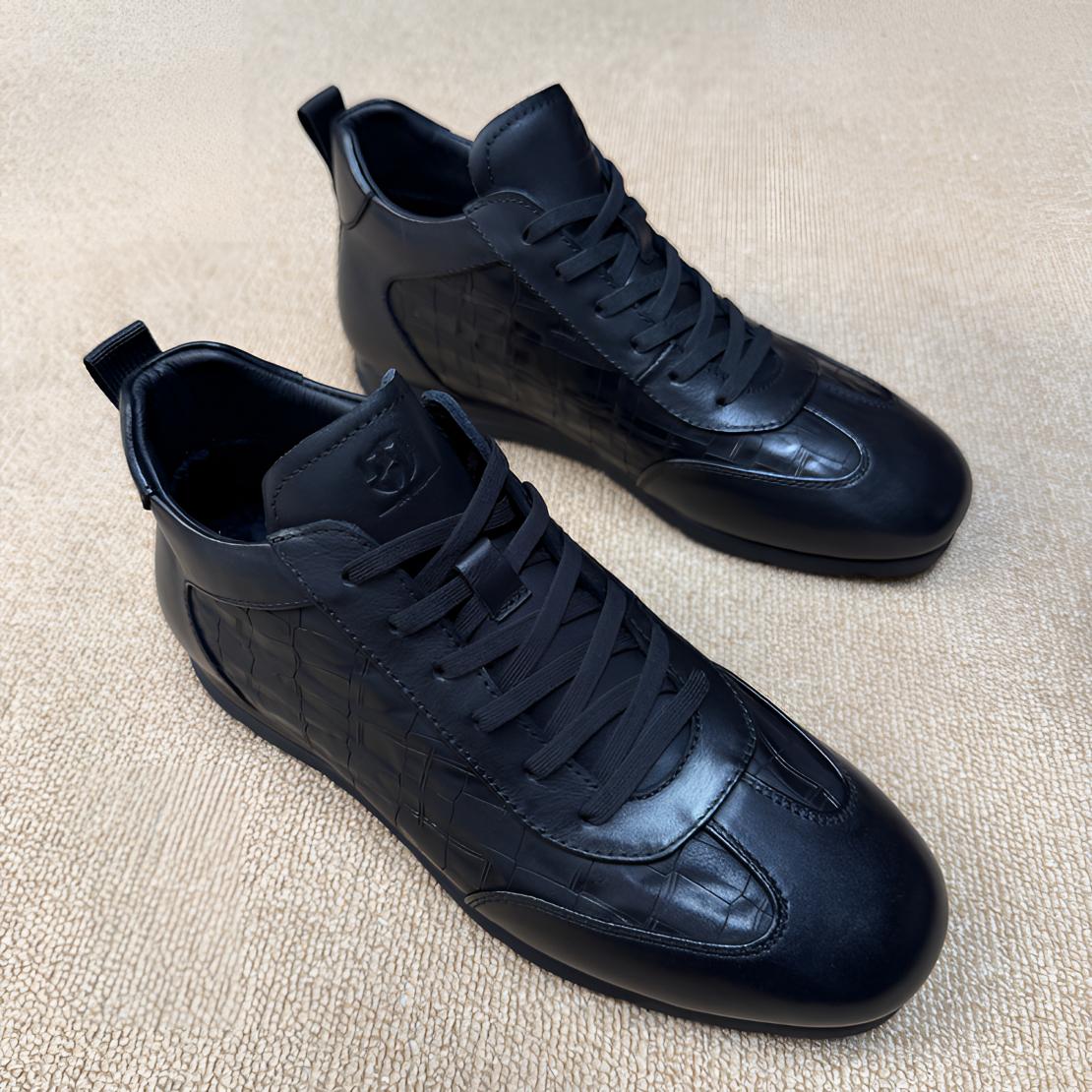 喜哥推荐广州男士休闲鞋鞋子冬季加绒商务二棉8167-1皮鞋黑色痞帅