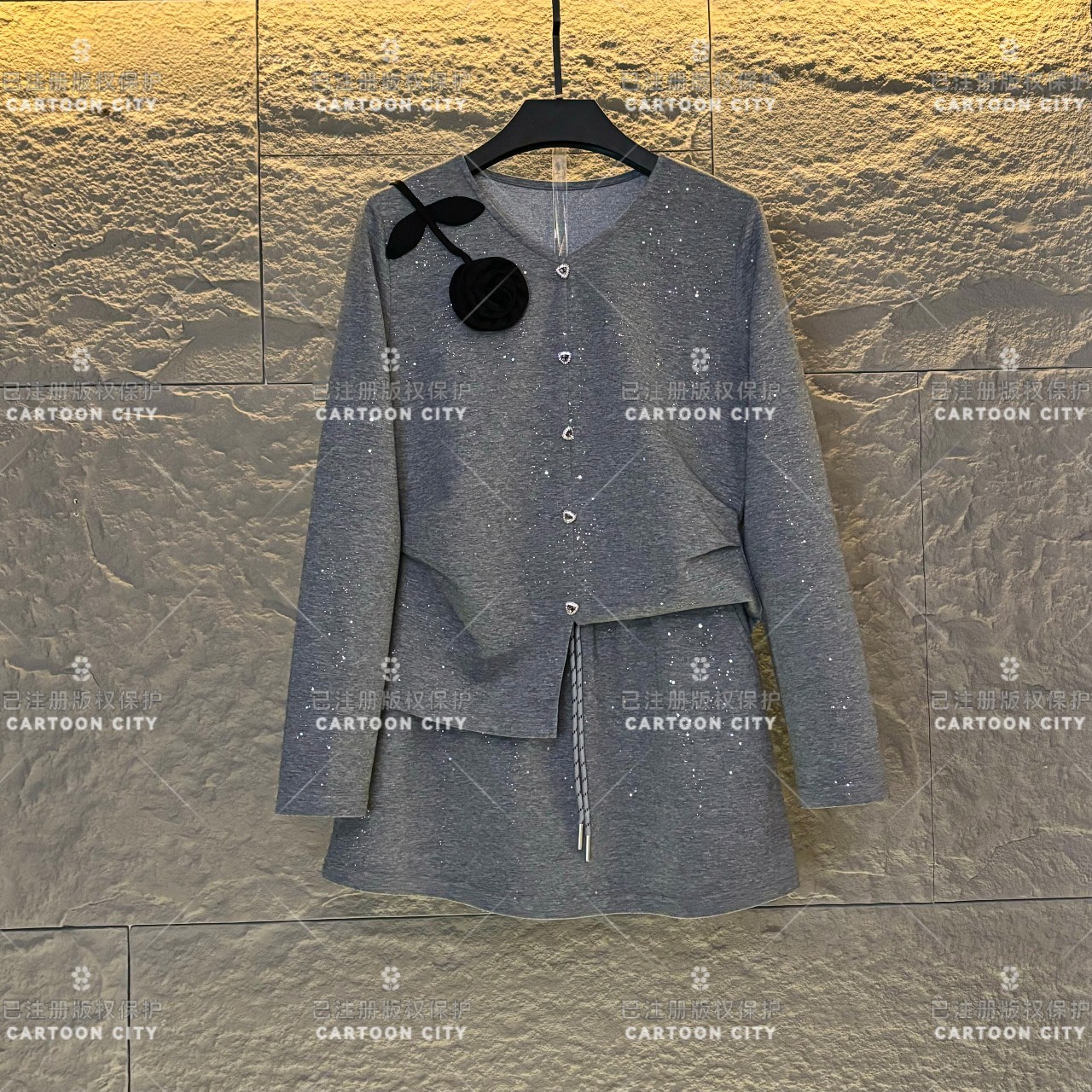 LLVD-B136秋季新品丨<减龄系列>长袖卫衣翻领重工套装两件套