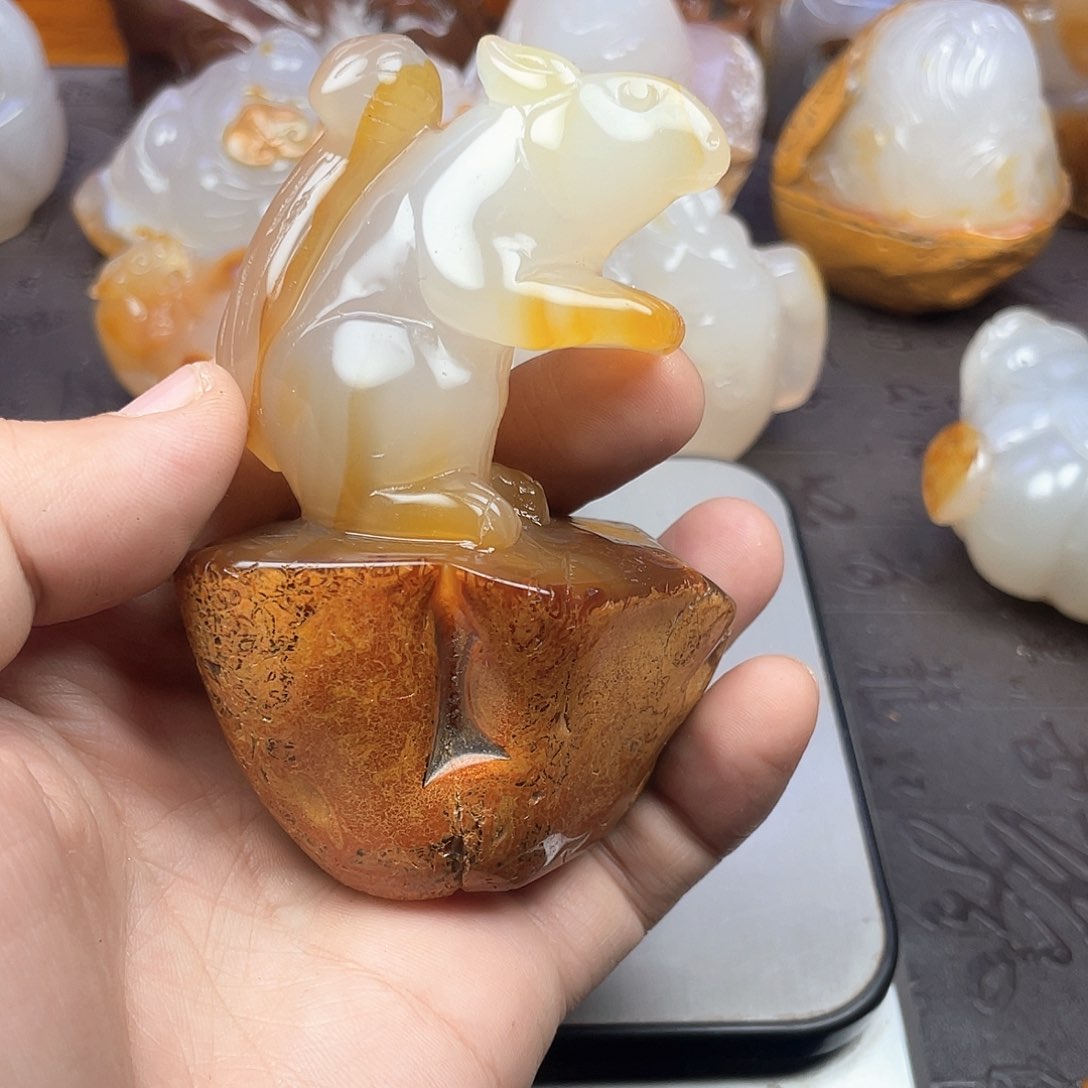 玛瑙/玉髓摆件未镶嵌彩**计