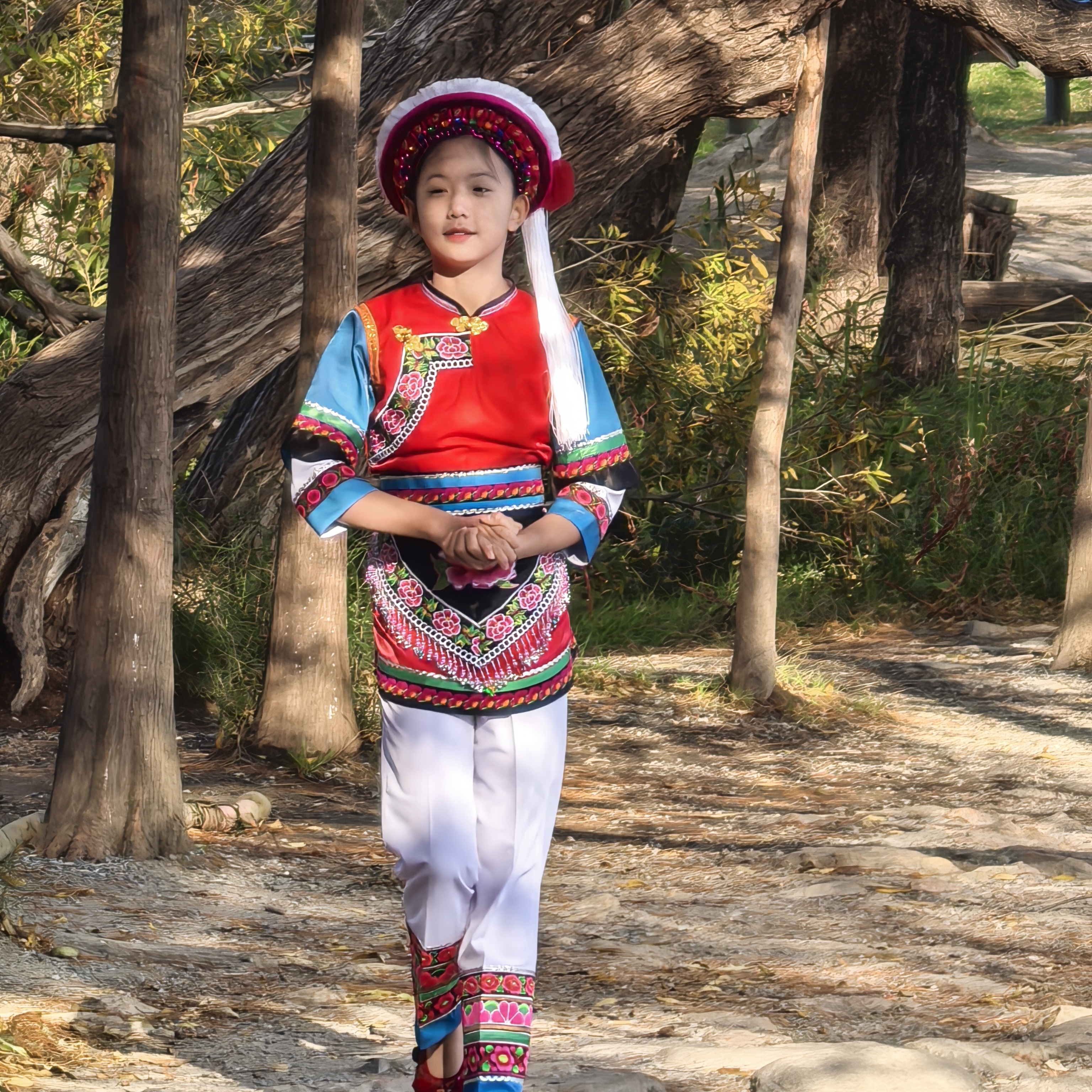 新款金花白族服饰舞台工作服民族风红色女款