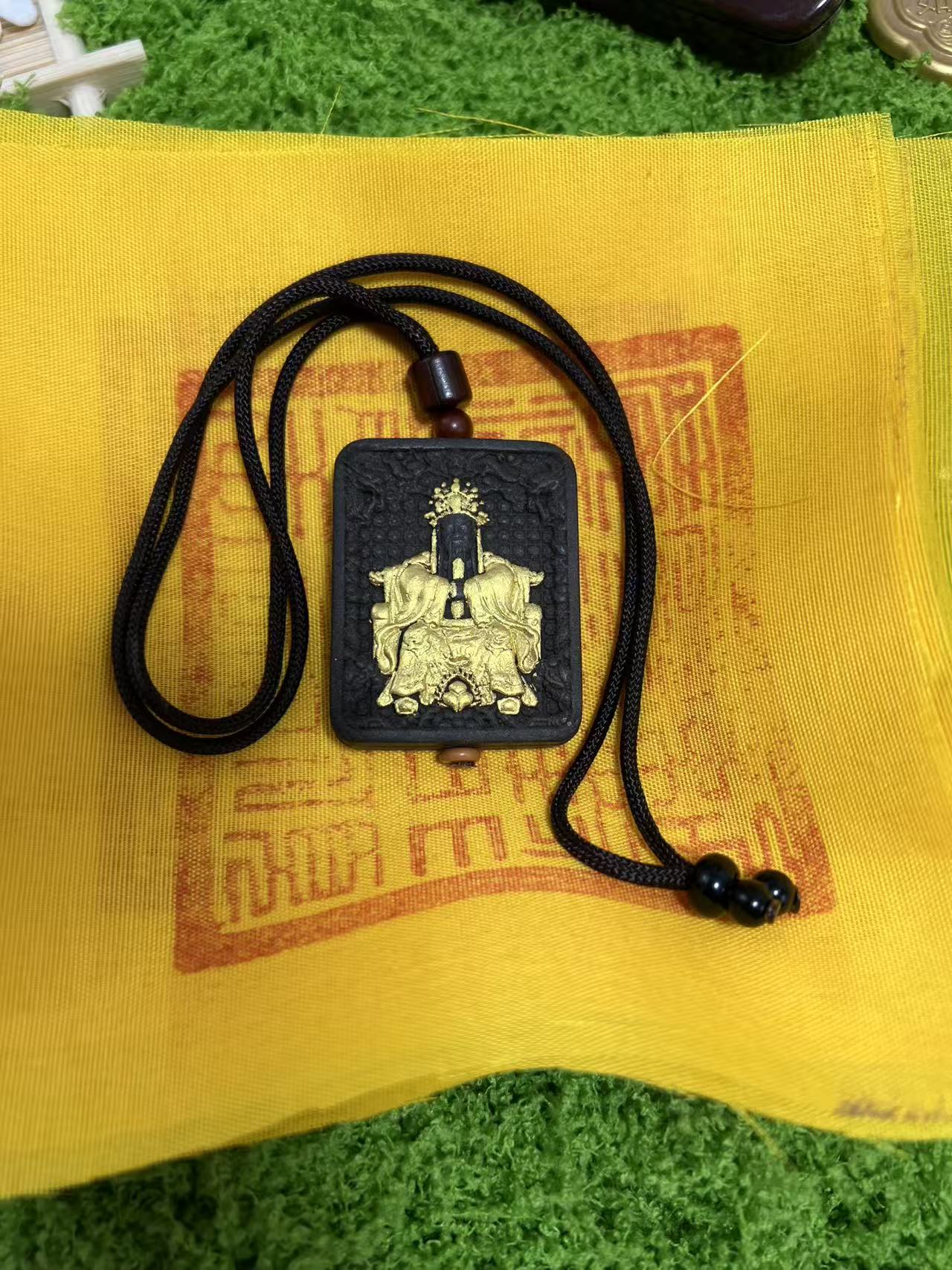 非金属木质吊坠 【玄藏】五台山龙五爷非遗古法手工描金合香牌唐卡