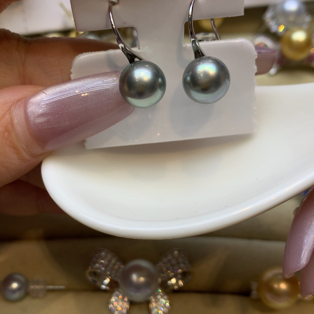 银S925镶嵌耳饰海水珍珠