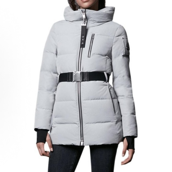 99新 YSL/圣罗兰 52789/ 灰白色徽标束腰羽绒服/XS码/99新/公价