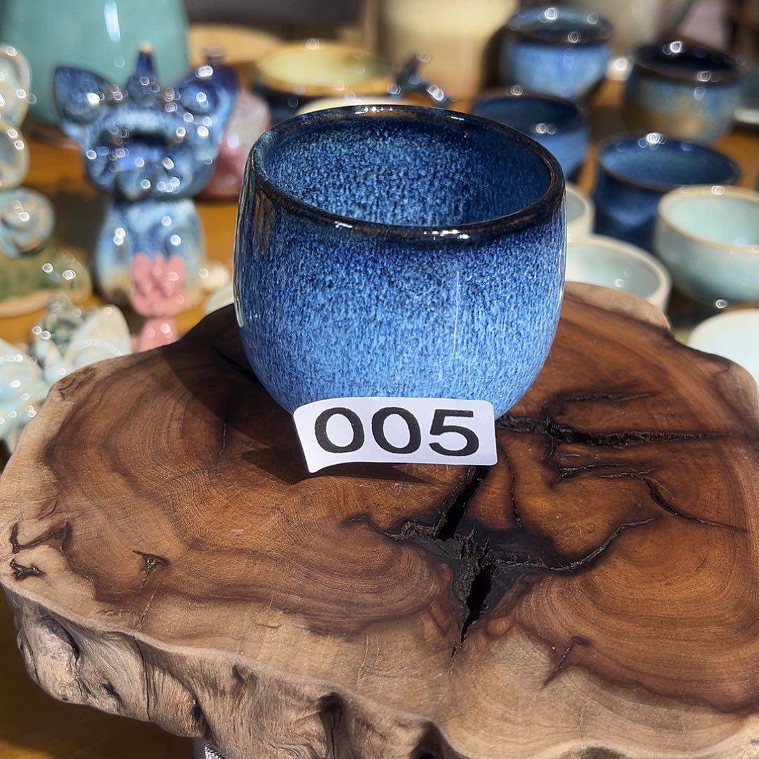 蓝色拉丝釉主人杯