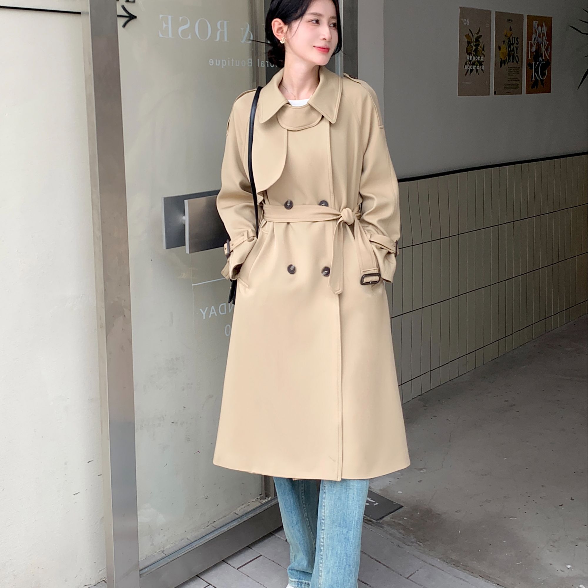 【惜惜专属】2025新款早秋高级感中长款外套女新款小个子英伦风大衣