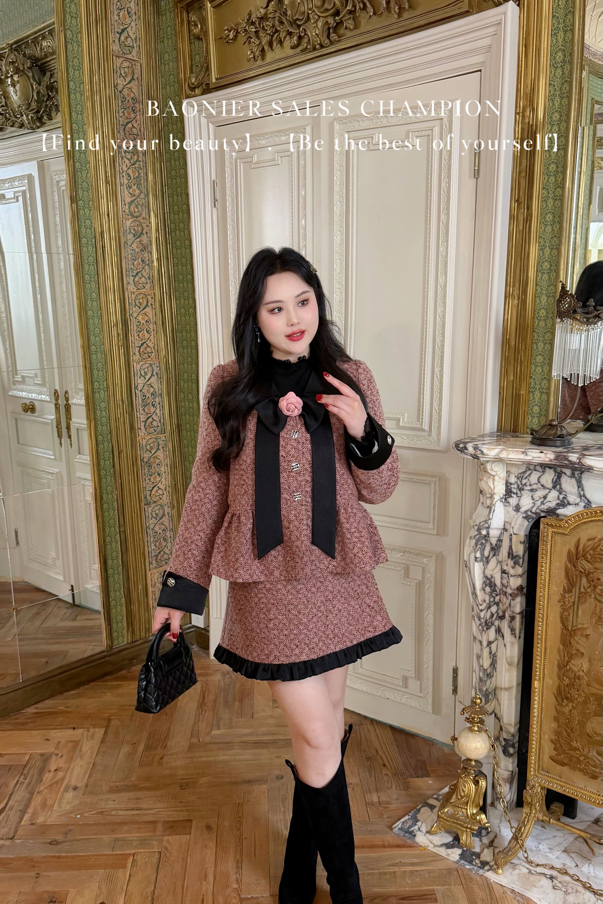 BAONI  2025冬季新款羊毛羽绒外套短裙#U25D6357