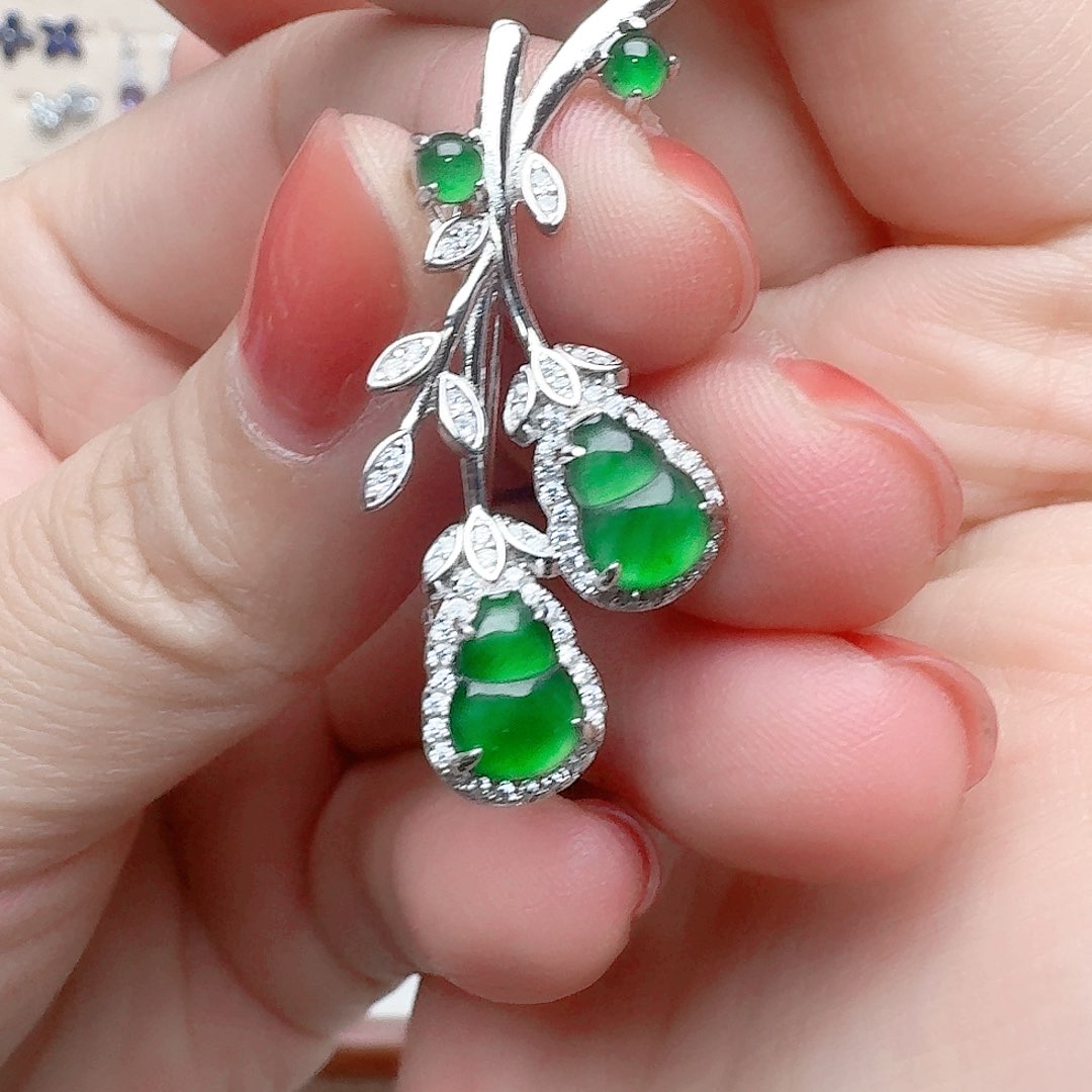 翡翠吊坠(不含链)银S925镶嵌吊坠