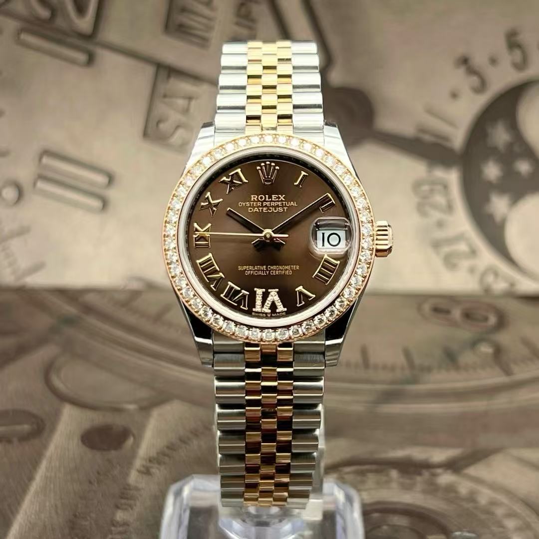 95新 Rolex/劳力士 日志/278381/圈钻咖盘罗马六点钻/31mm/单表