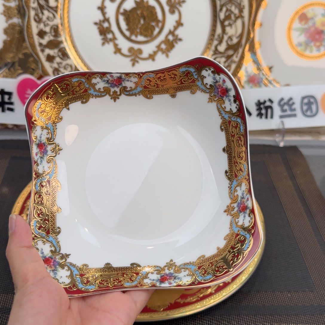 瓷片6英寸方形碗2个