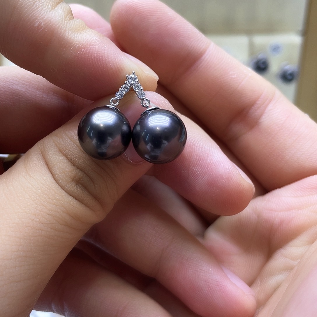 海水珍珠耳饰银S925镶嵌