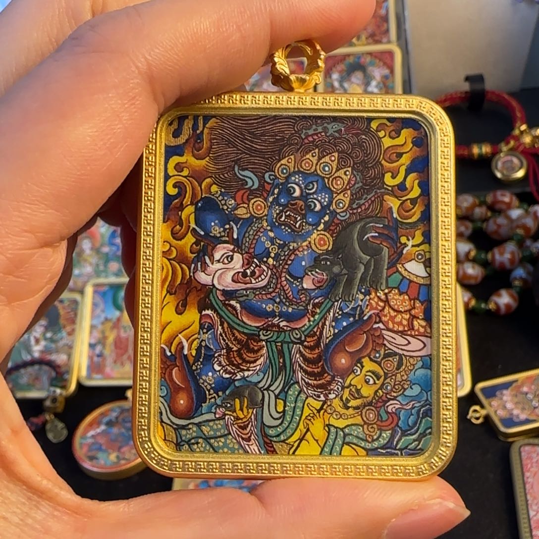 吊坠黑财神热贡唐卡