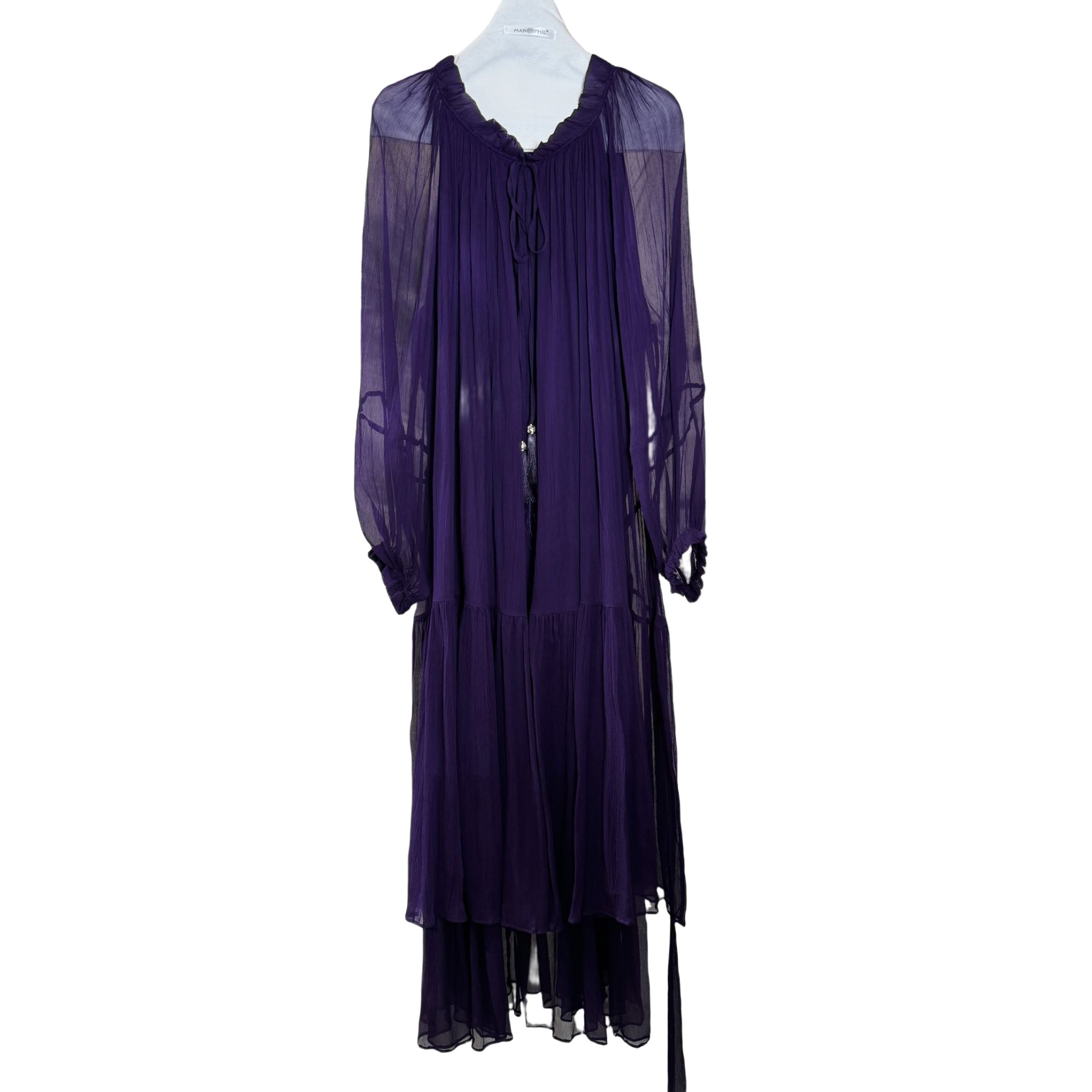 「酡颜丝醉」女装柞蚕丝连衣裙紫色垂感优雅气质长裙轻奢时尚设计师