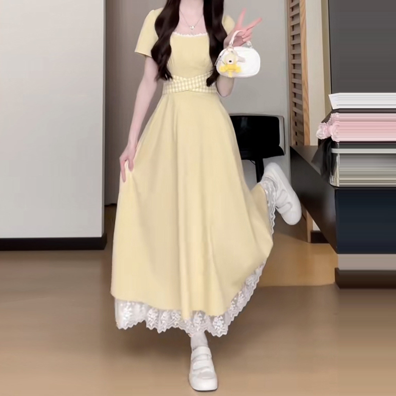 2025新款连衣裙子女装夏季今年流行爆款掐腰绝美气质法式长裙