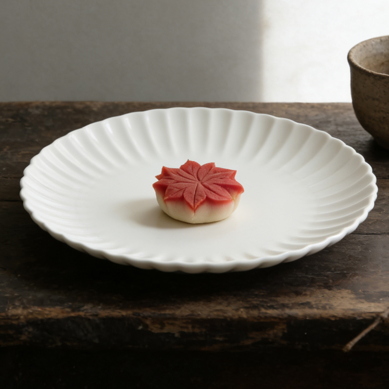 10英寸莲花盘子家用陶瓷菜盘子纯白大号点心盘西餐盘意面盘早餐盘