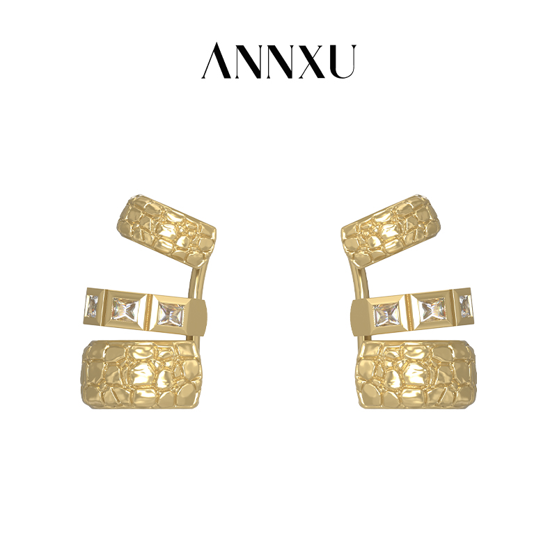 ANNXU 铜合金耳饰 灵蛇纳福系列灵纹三层耳骨夹耳夹复古气质
