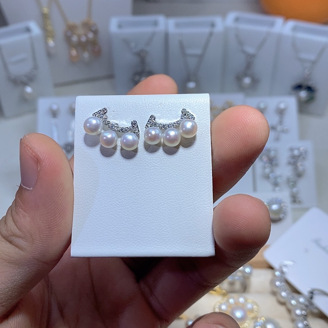 淡水珍珠耳饰银S925镶嵌