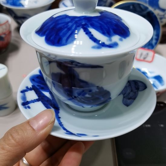 行***看杯张学鸿老师青花釉里红