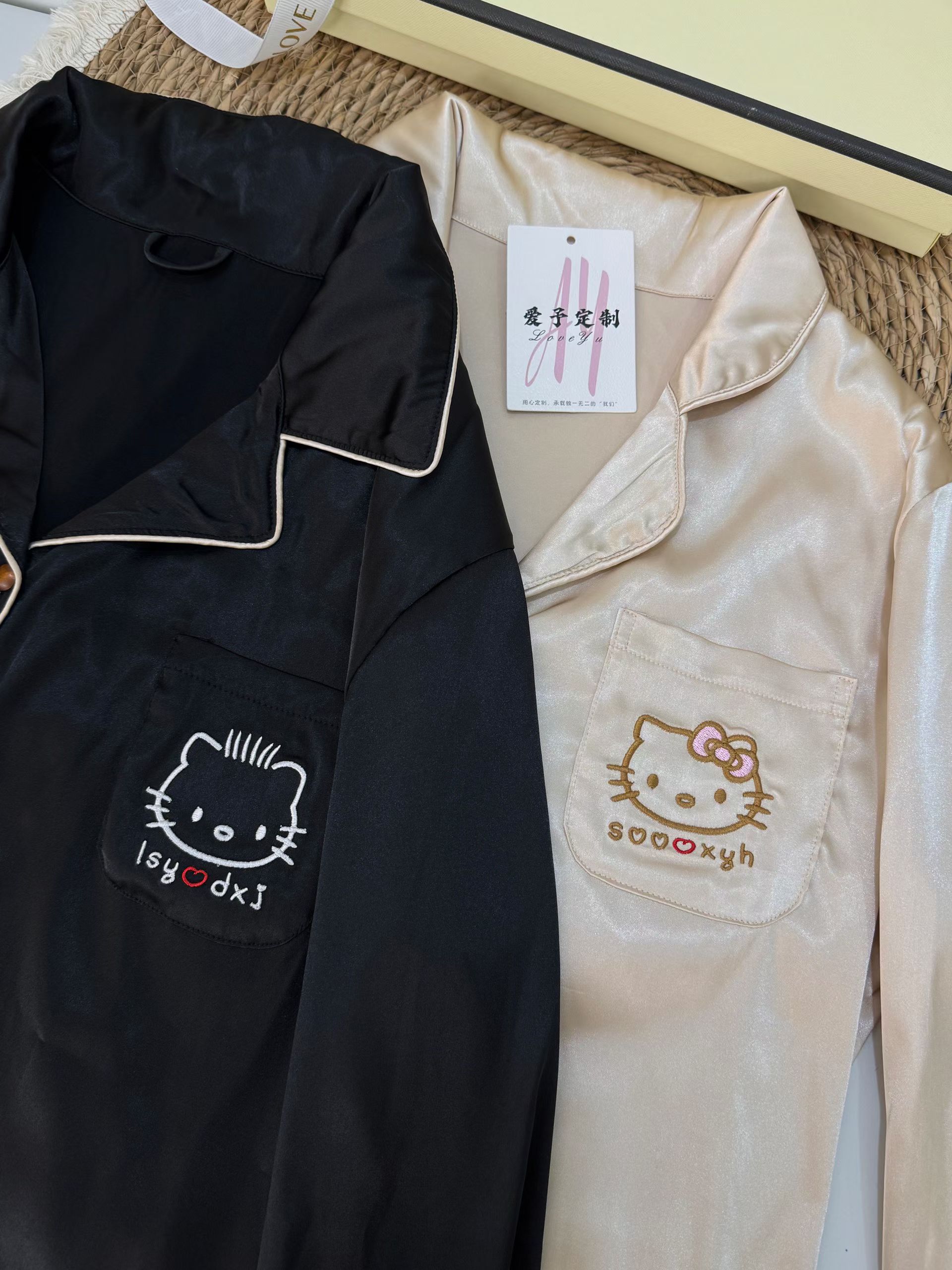 新款可定制情侣款睡衣刺绣工艺冰丝绸面料上身就是富家千金即视感