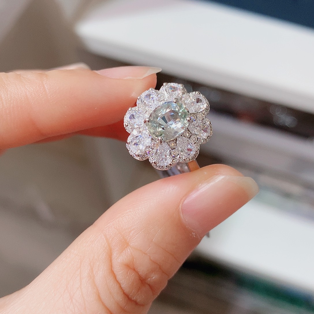 戒指蓝宝石银S925镶嵌