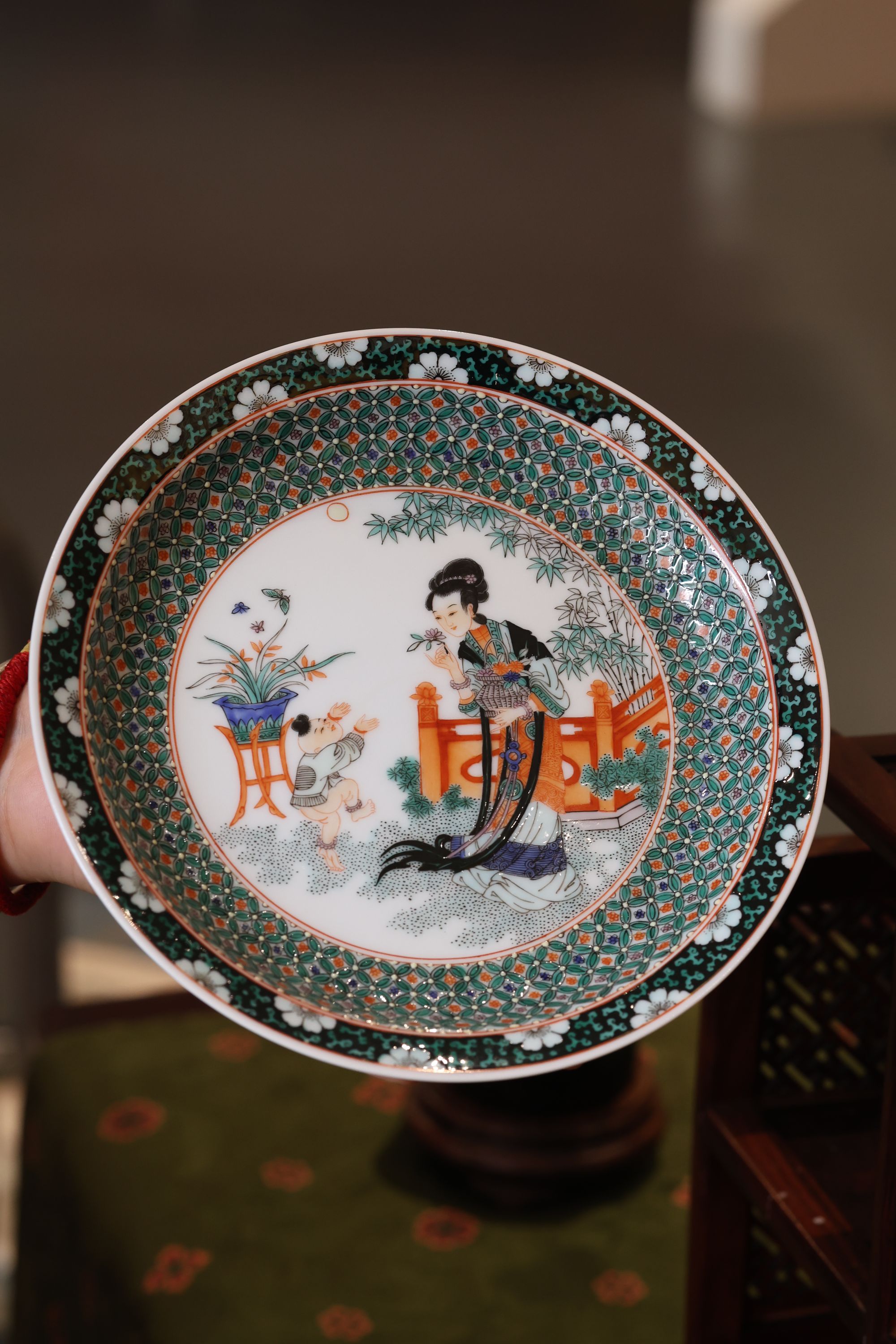 古阅和风·教子图赏盘景德镇陶瓷纯手工手绘茶具茶器