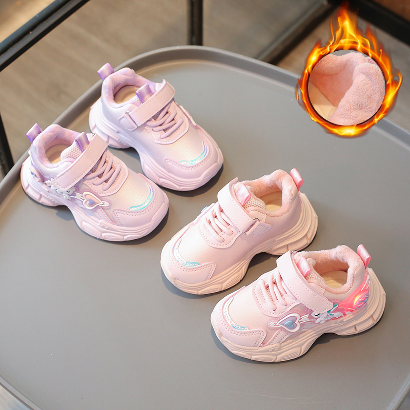 亮灯女童棉鞋运动鞋二棉秋冬款女孩公主鞋儿童鞋子女加绒保暖鞋潮