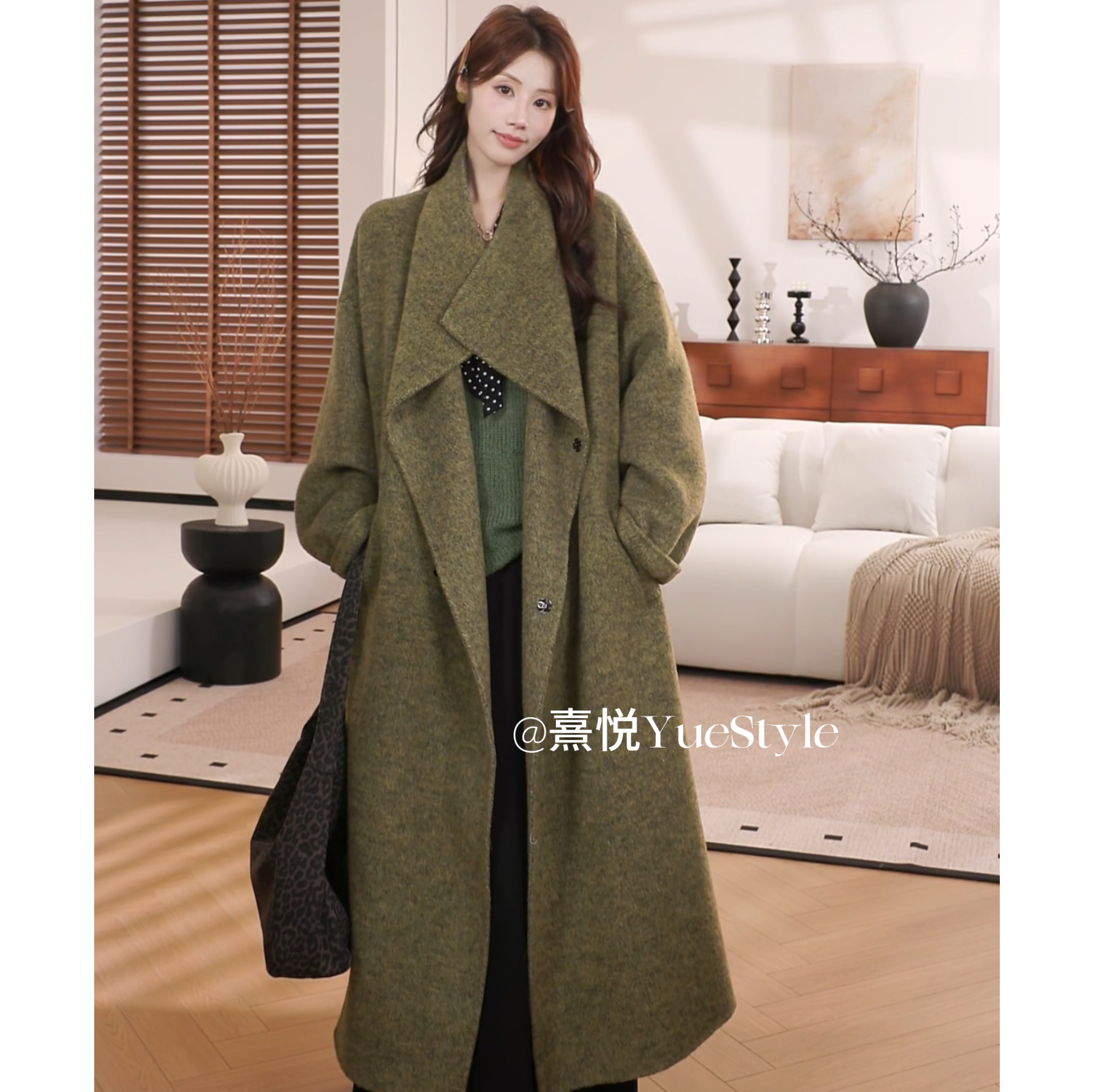 熹悦/松弛感主义·欧版廓形立裁设计双面羊毛大衣慵懒宽松秋冬外套