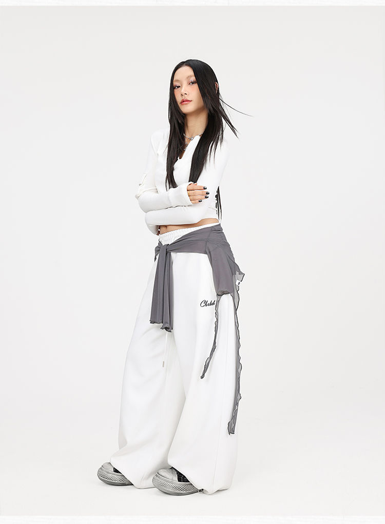 街舞潮牌流苏网纱爵士舞屁帘腰搭kpop拉丁舞广场舞长袖飘逸感罩衫