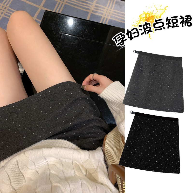 【优质款】孕妇装加厚毛呢波点复古磨毛短裙秋冬季韩版包臀A字短裙