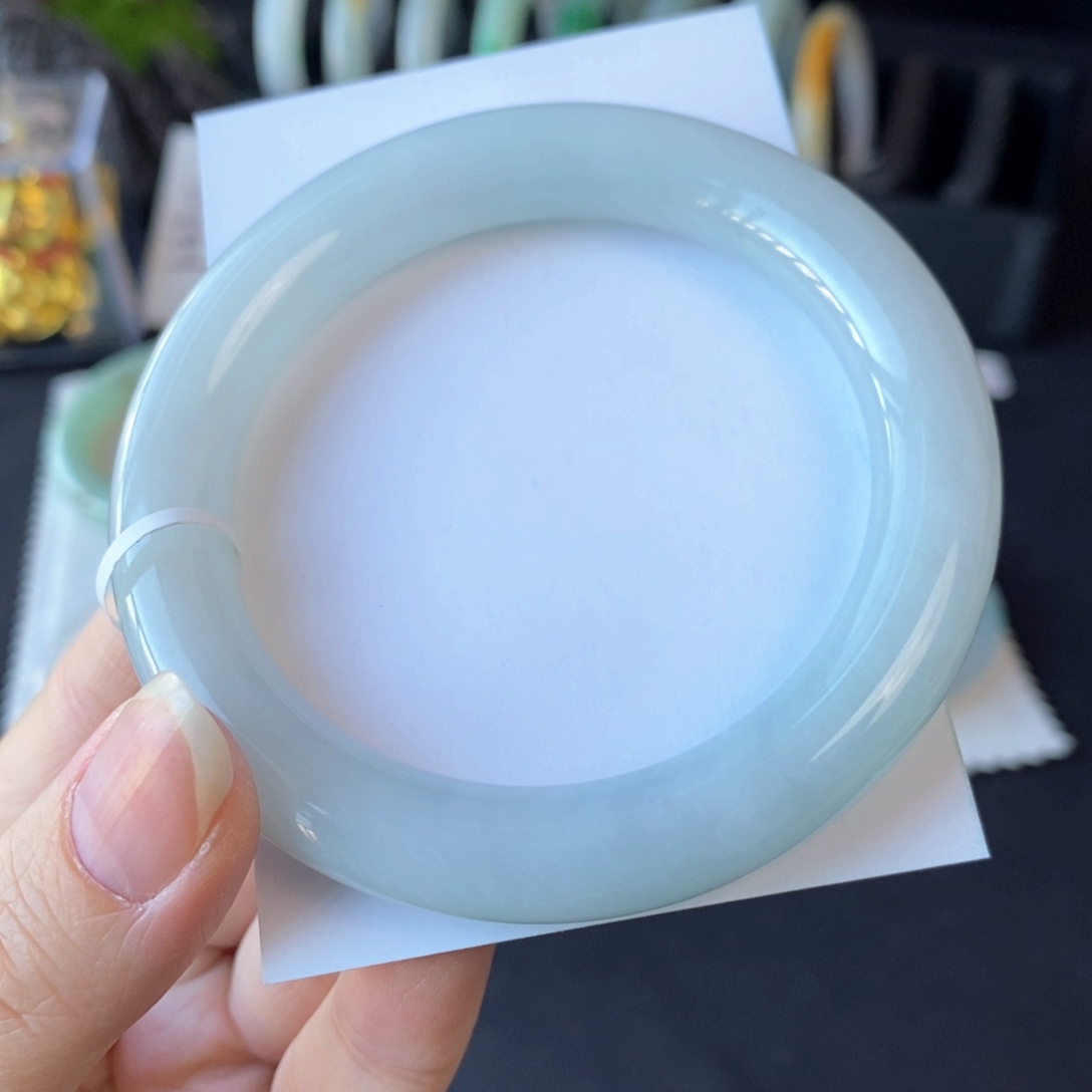 翡翠未镶嵌手镯晴蓝56,5