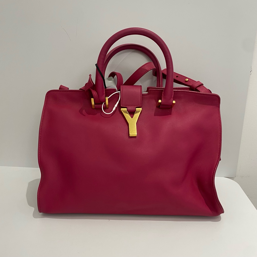 95新 YSL/圣罗兰 玫红色y扣波士顿 单肩包16651360